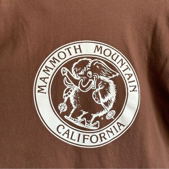 Vintage Mammoth Mtn CA Shirt Hanes Beefy T Brown Snowboard Ski Long Sleeve Sz XL - Picture 3 of 8